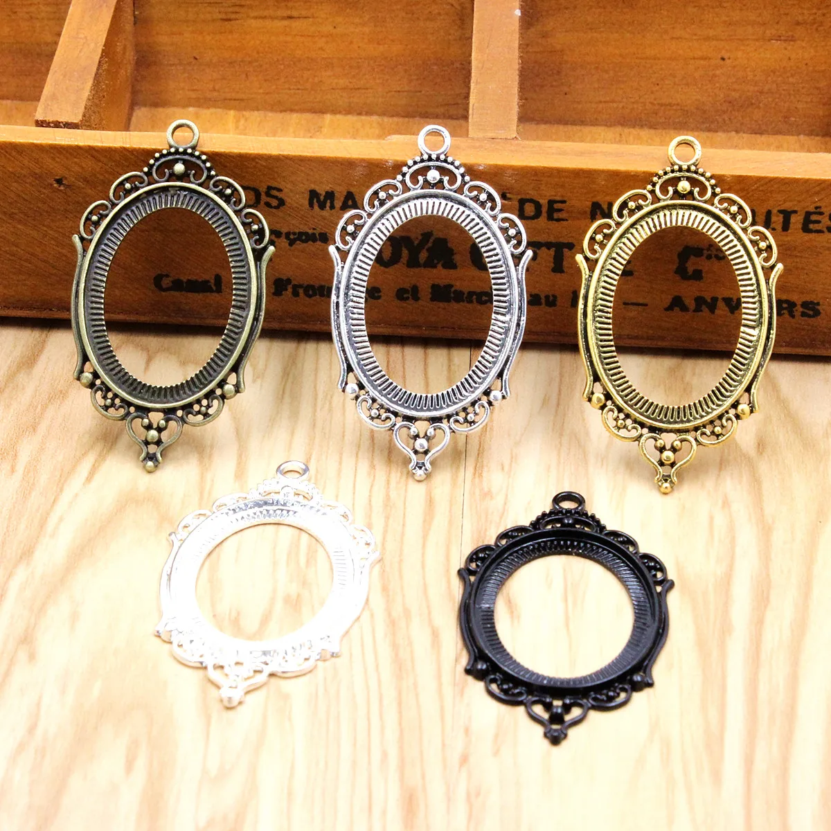 Fit 30x40mm owalne kaboszony moda lato Cameo wzór szklana rama w pełnej oprawie taca puste akcesoria do wyrobów DIY 5 sztuk K06256