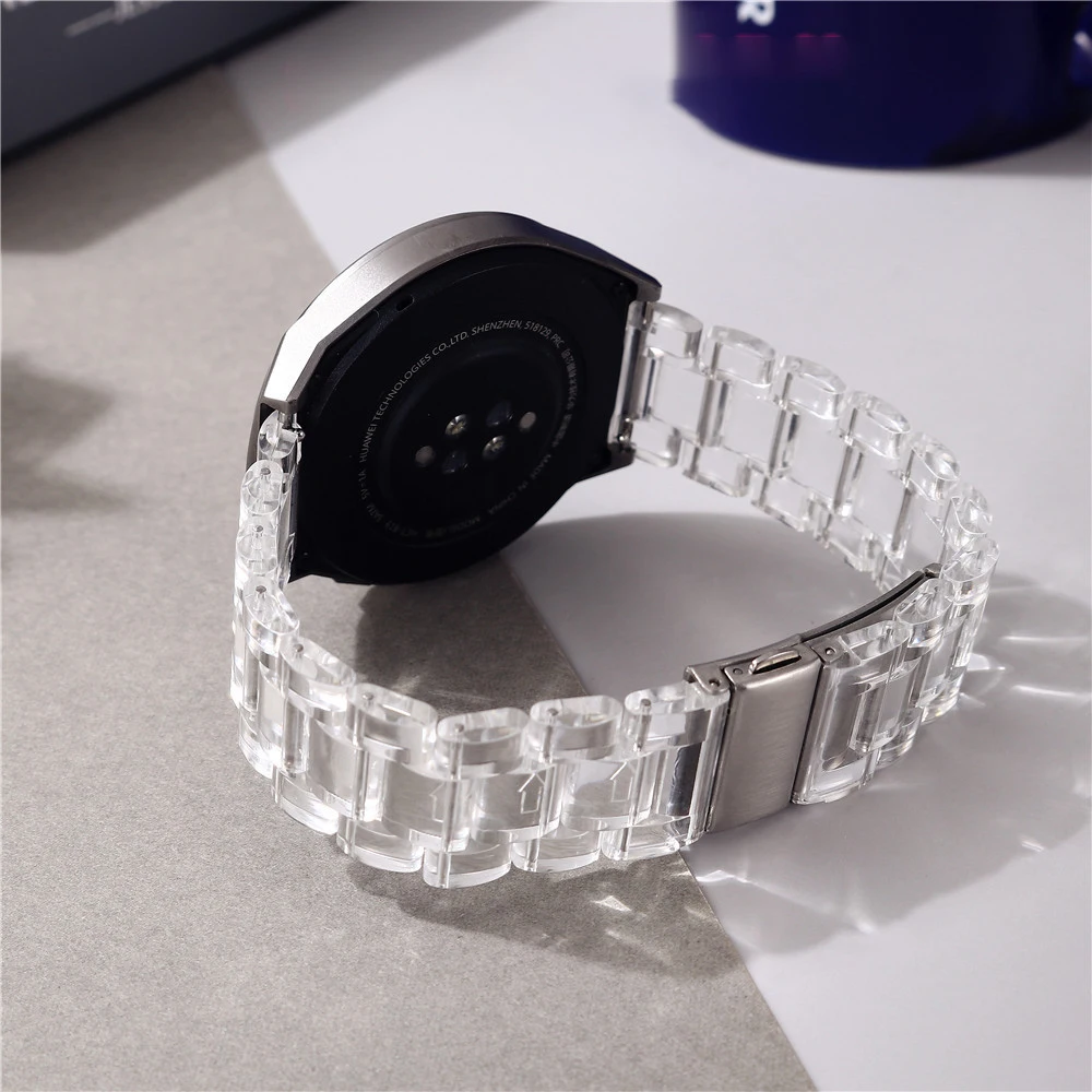 Plastic Transparent Watchband 20mm 22mm for Samsung Galaxy Watch 3 41/45mm Active2 40/44 mm Strap Band for Huawei watch gt2/pro