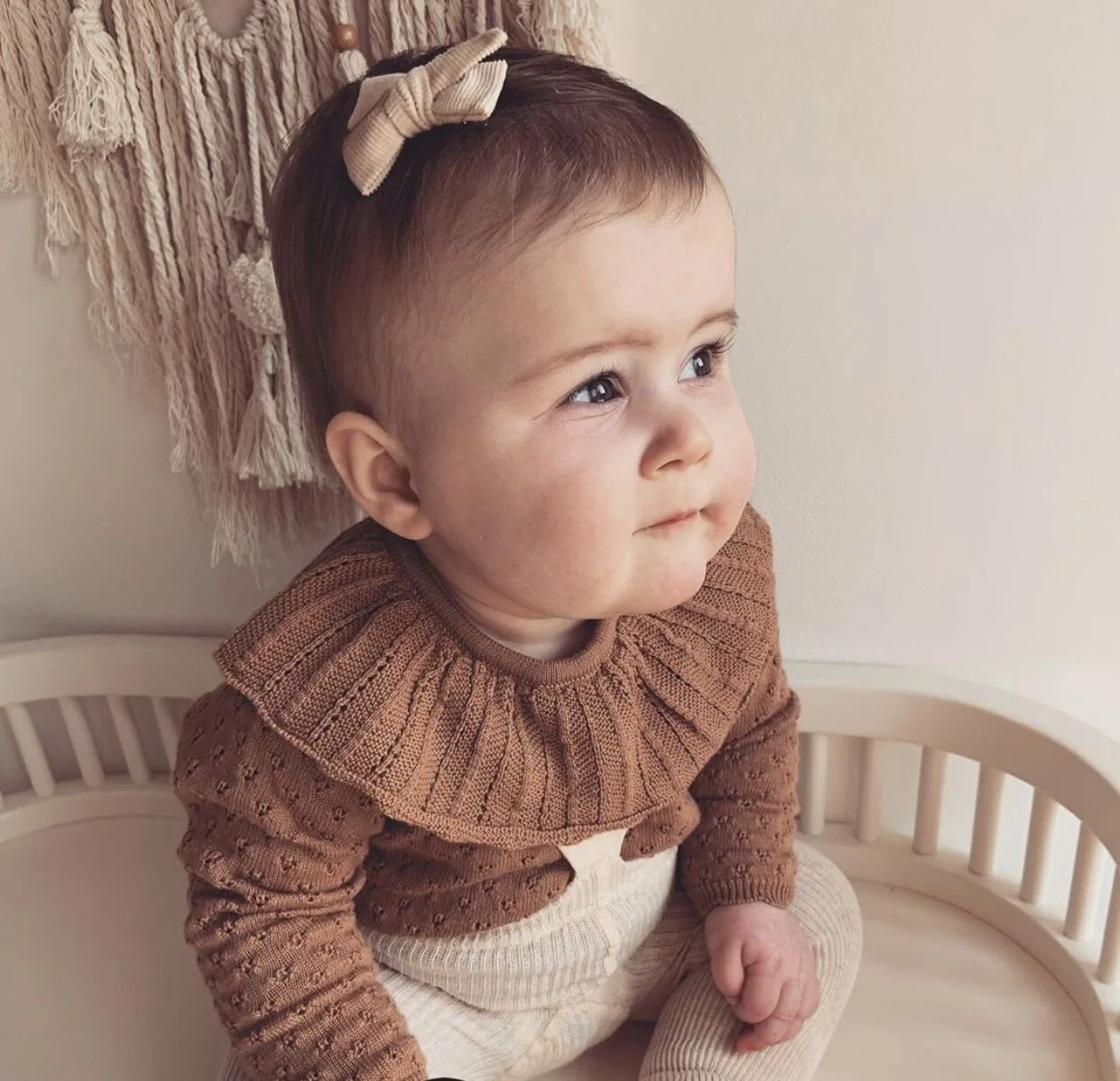 Spring Autumn New Baby Solid Sweater Newborn Girl Ruffle Collar Tops Girls Hollow Sweater Baby Boy Knitted Bottoming Sweater