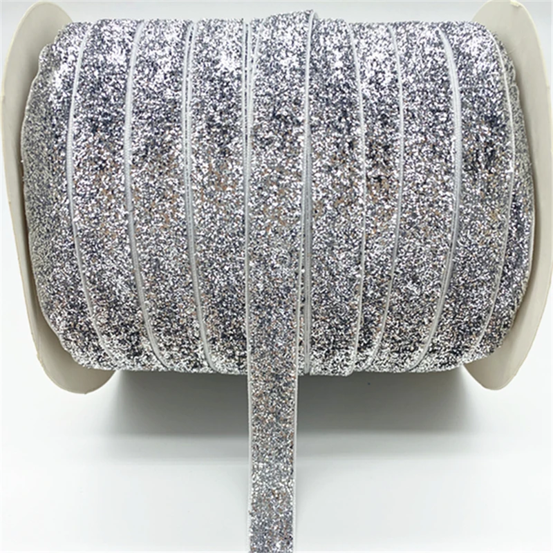 5 yards 6-25mm nastro glitterato decorazione per feste di matrimonio confezione regalo fatta a mano capelli Bowknot natale fai da te # RoLi