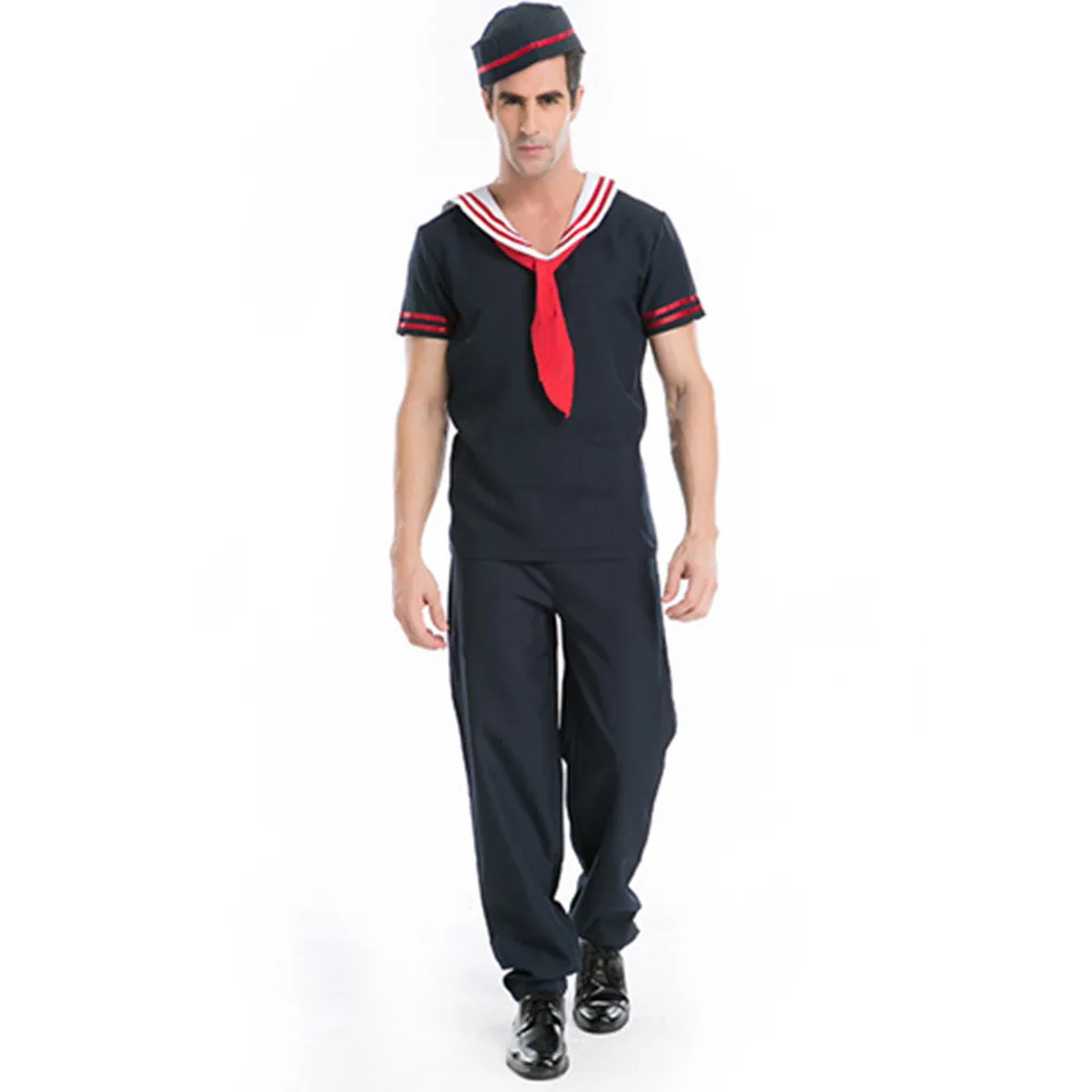 

Adult Men's Halloween Costumes Sailor Costume Blue Navy Cosplay Game Uniforms