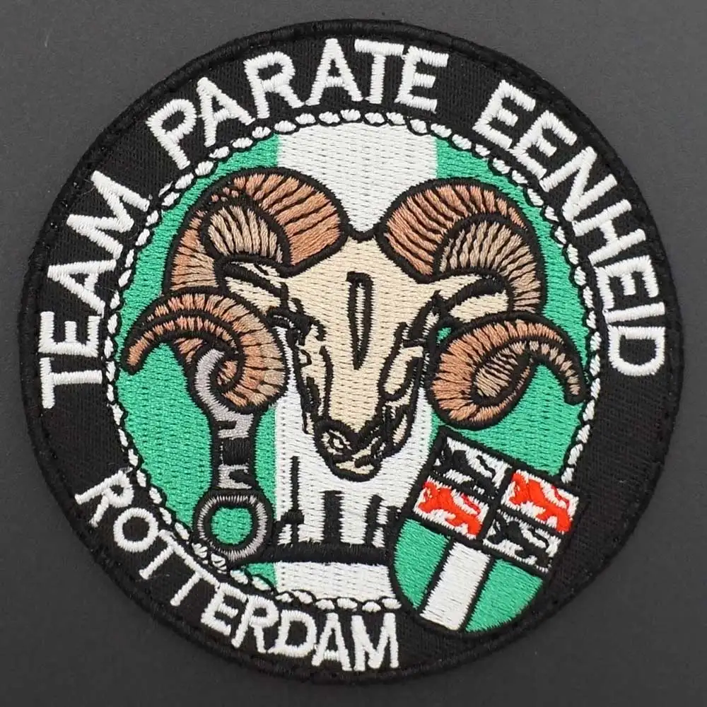 TEAM PARATE EENHEID ROTTERDAM Tactical Military Morale Patches Embroidery Badge with Hook Backing in Backpack Jackets Hat