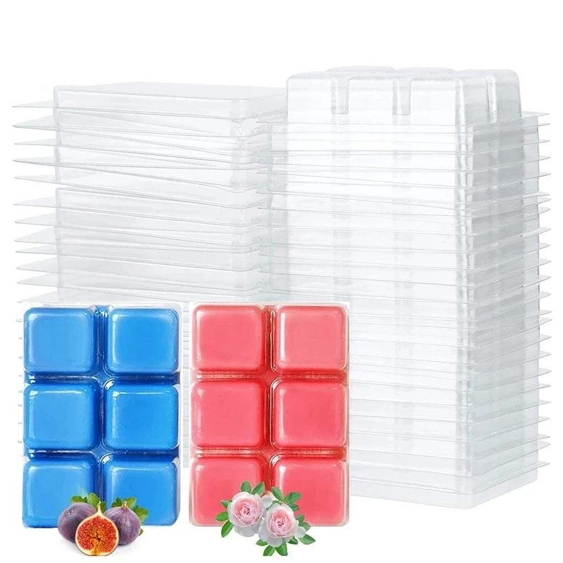 10 Pcs Wax Melt Clamshells Molds Square 6 Cavity Clear Plastic Cube Tray For Candle-Making & Soap New 2023