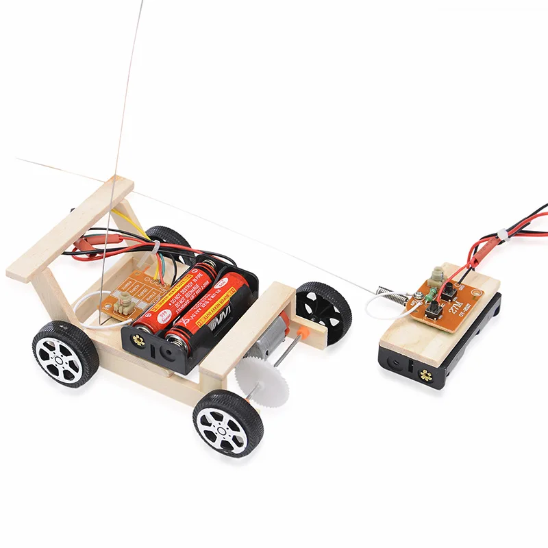 Kid Wooden DIY Assembly  Electric Wireless RC  Car Model Science Experiment Toy Interesting DIY Assembly RC Car Model gifts