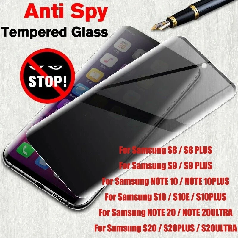 Anti Spy Tempered Glass Full Cover Curved Screen Protector Privacy For Samsung S22 S21 S20 S10 S8 S9 PLUS S10E NOTE 20 10 9 8