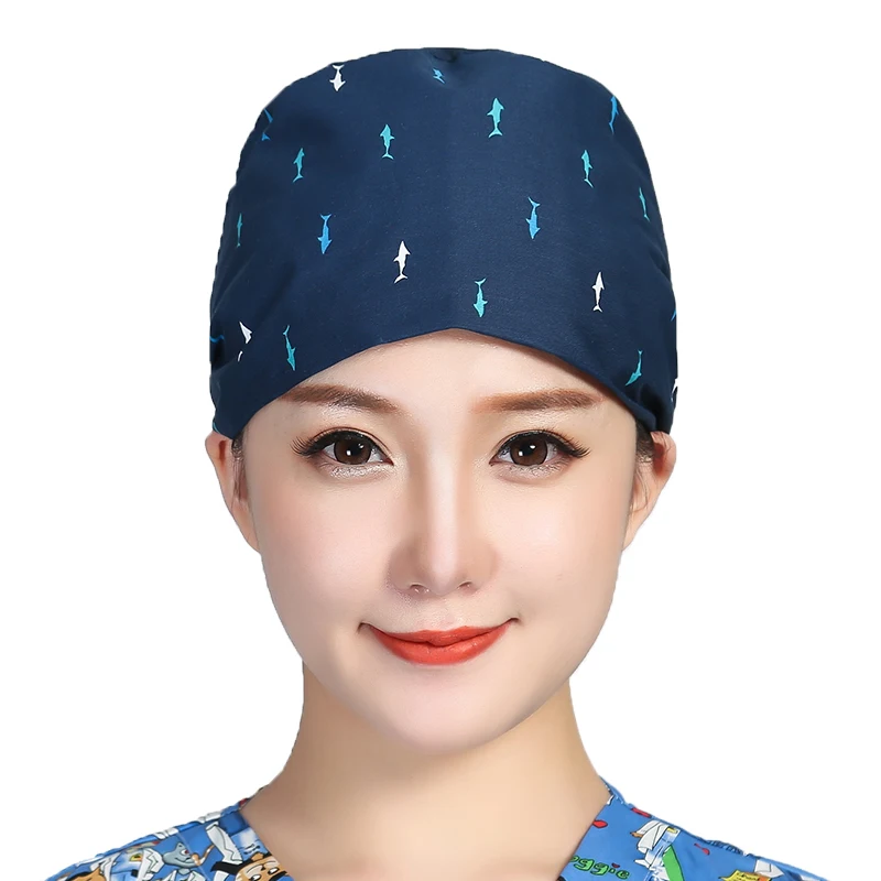 Cartoon Printed Scrubs Caps Cotton Sweatband Hats Bandage Beauty Salon Adjustable Reuseable Cap Work Wear Hats Accessories