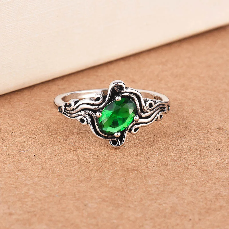 Vintage Ring 925 Silver Jewelry with Sapphire Gemstone Finger Rings for Women Wedding Party Gift Ornaments Wholesale Size 6-10