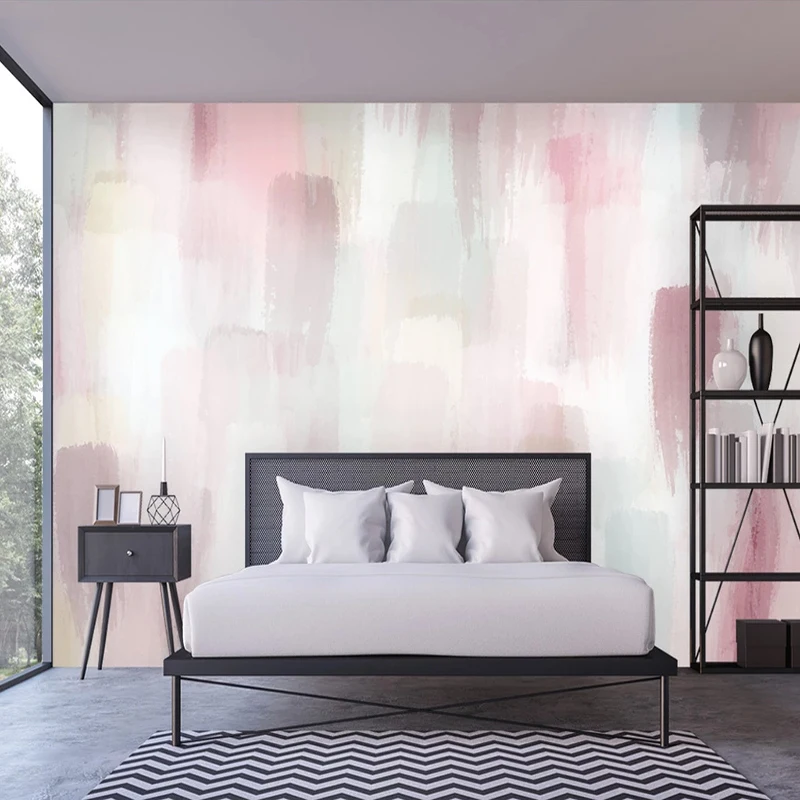 Custom Self-Adhesive Wallpaper Modern Pink Abstract Watercolor Painting Photo Wall Mural Living Room Bedroom Art 3D Wall Sticker