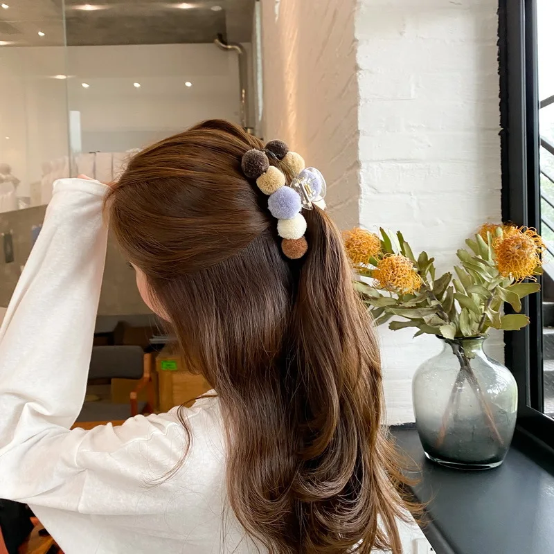 Hair Ball Girl Cute Ins Hair Clip Jaw Clip Bangs Clip Korean Internet Celebrity Clip with Teeth Top Clip Hairpin Back Head