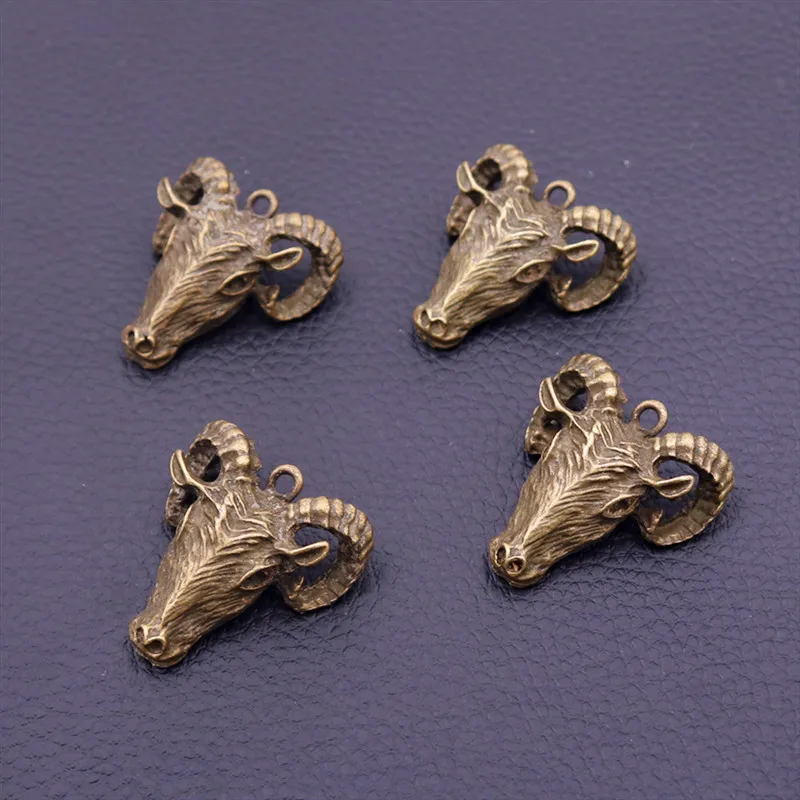 WKOUD 3pcs Antique Bronze Color 3D Ram Head Charm Vintage Necklace Bracelet DIY Metal Jewelry Alloy Pendant Accessories A1791