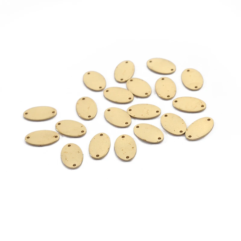 40pcs Raw Brass 9x15mm Oval Charm Connector Stamping Blank Tags Charms For DIY Bracelets Necklace Jewelry Findings Making