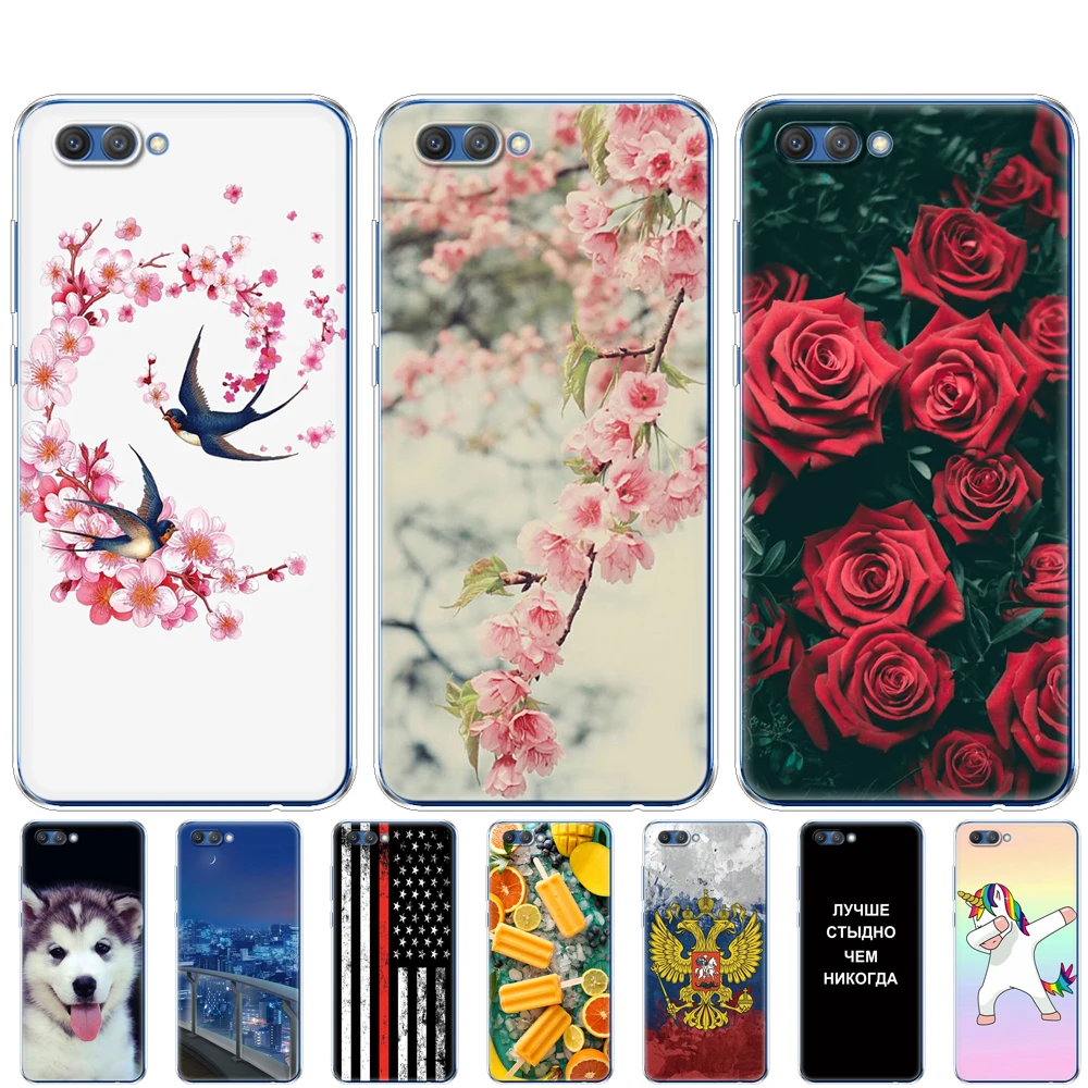 For Huawei Honor V10 VIEW 10 Painted Silicon Soft TPU Back Phone Case Cover for huawei honor 10 Case Etui Protective Bag Bumper