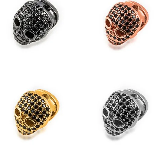 11*10mm Skull mask crystal micro pave cz zircon cubic zirconia beads DIY Copper necklace charm bracelet connectors rft35