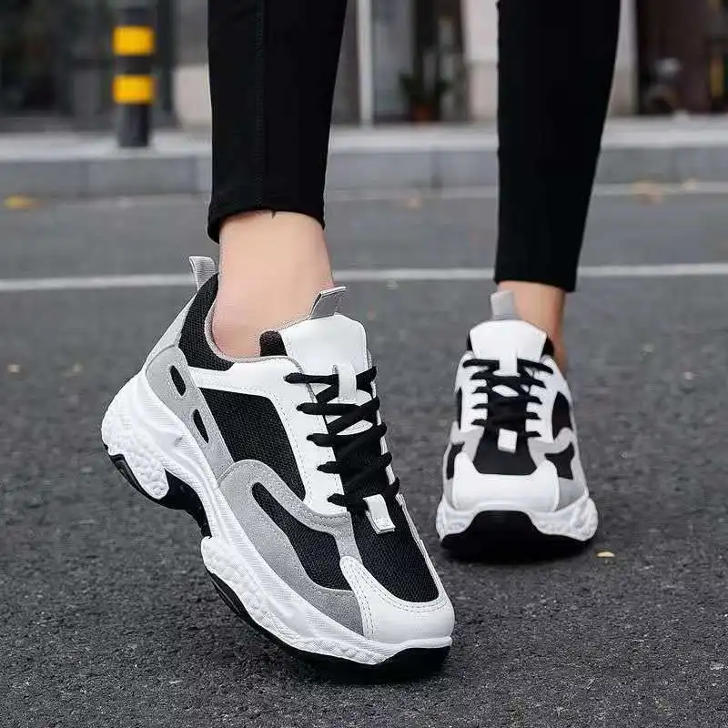Short and Fat Women's Sports Shoes 2021 Fashion and Breathable Running Casual Couple Sports Shoes White Large Size 35-44