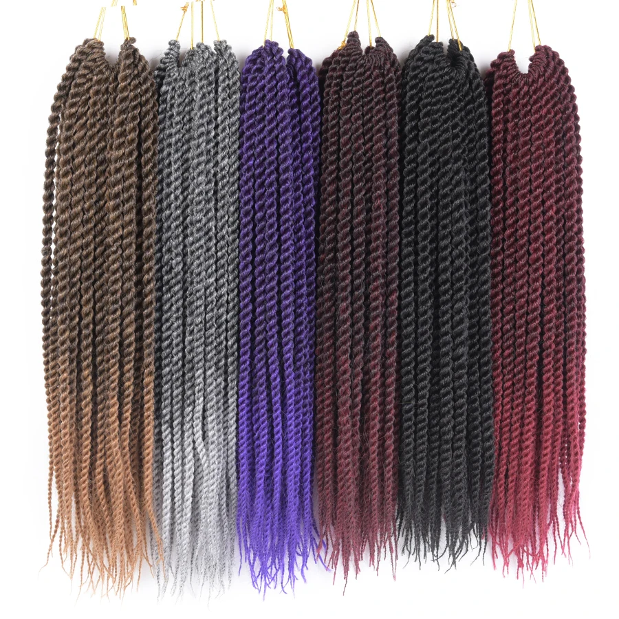 TOMOMO-extensões senegalesas do cabelo torção, trança sintética, fibra de baixa temperatura, tranças de crochê, Ombre, 14 ", 18", 22"