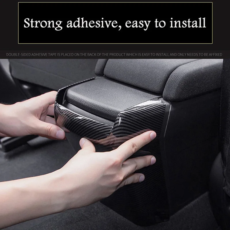 For Honda Civic 10th 2016 2017 2018 2019 2020 2021 ABS Carbon Frame Armrest Box Anti-kick Decor Stickers Interior Car Accessory
