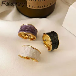Foxanry Gold Color Rings French Vintage Inlaid Gold Plated Fine Jewelry for Women Elegant Party Accessories Gifts