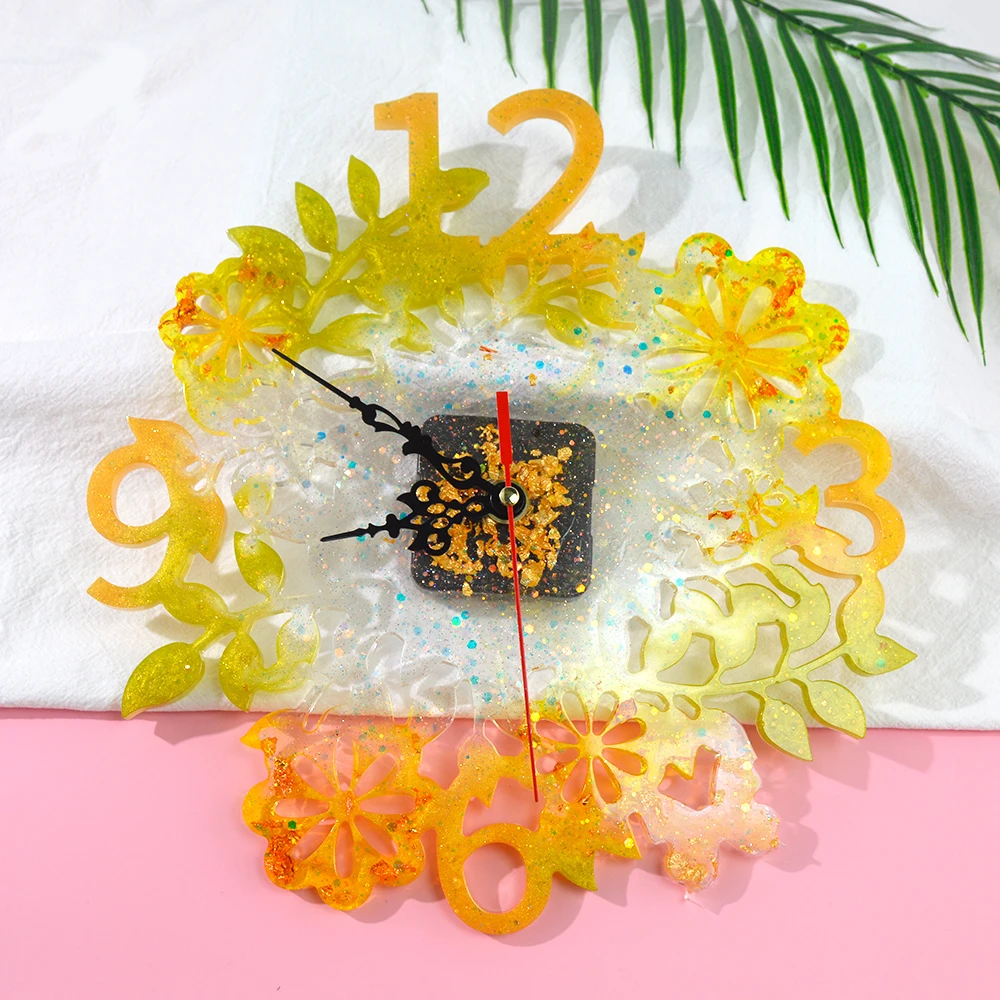 DM110 DIY Wall Clock Silicone Mold Epoxy Resin Casting Mould Clock Movement Crafts Jewelry Accessories