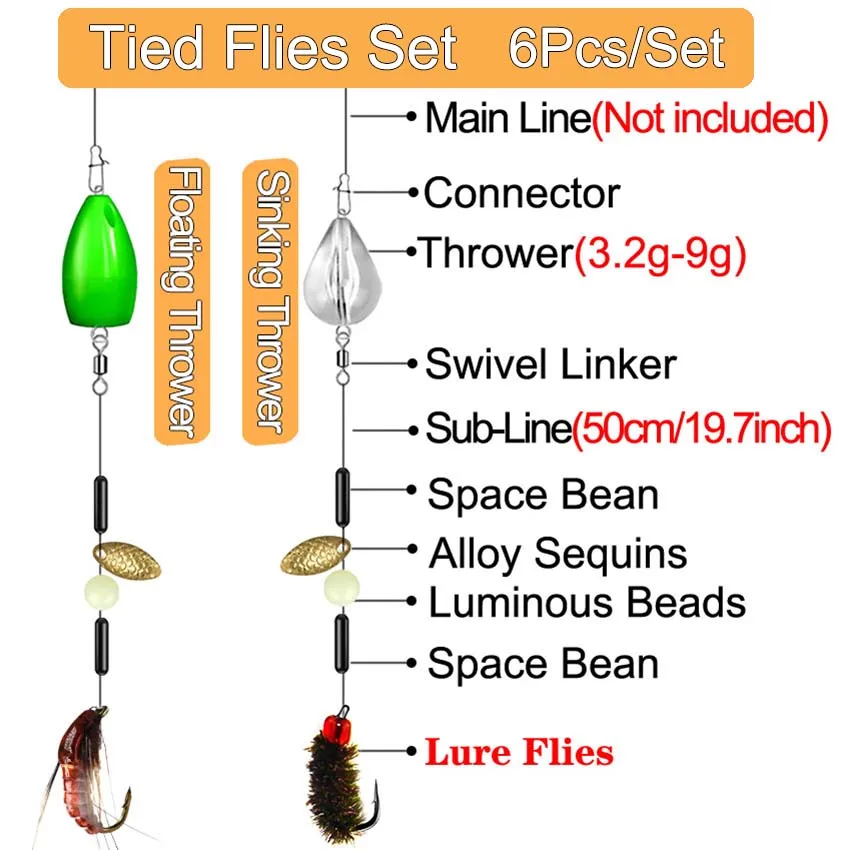 

Trout Fishing Ready Tied Flies Set For Fly Bomb Float Rig for Fly Fishing Normal Rod/Reel Fishing Artificial Lure Fishing Bait