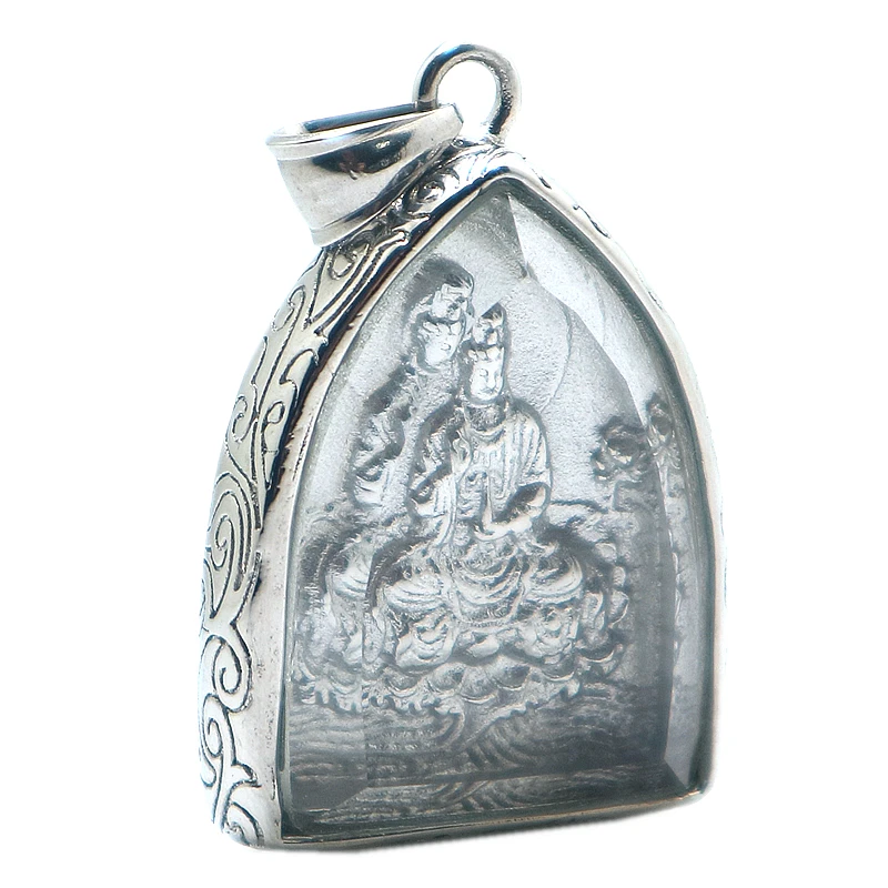 316L Stainless Steel Silver Color Guanyin Protect Pendant