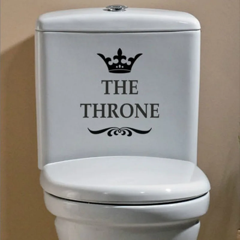 Waterproof Toilet  THE THRONE Crown Wall Stickers Bathroom Washroom Decoration Wall Decals Removable Poster Vinyl Art Wallpaper