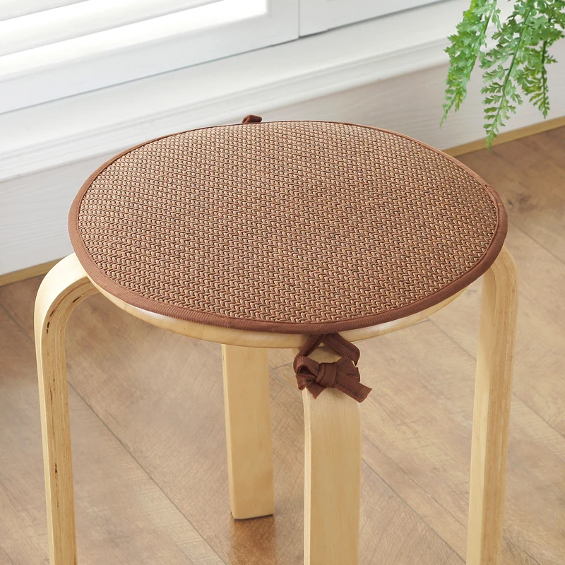 New Summer Ice Silk Seat Cushion Round Seat Cushion Pure Color Cushion Home Decor Pad Non-Slip Bind Cushion Fart Pad Stool Pad