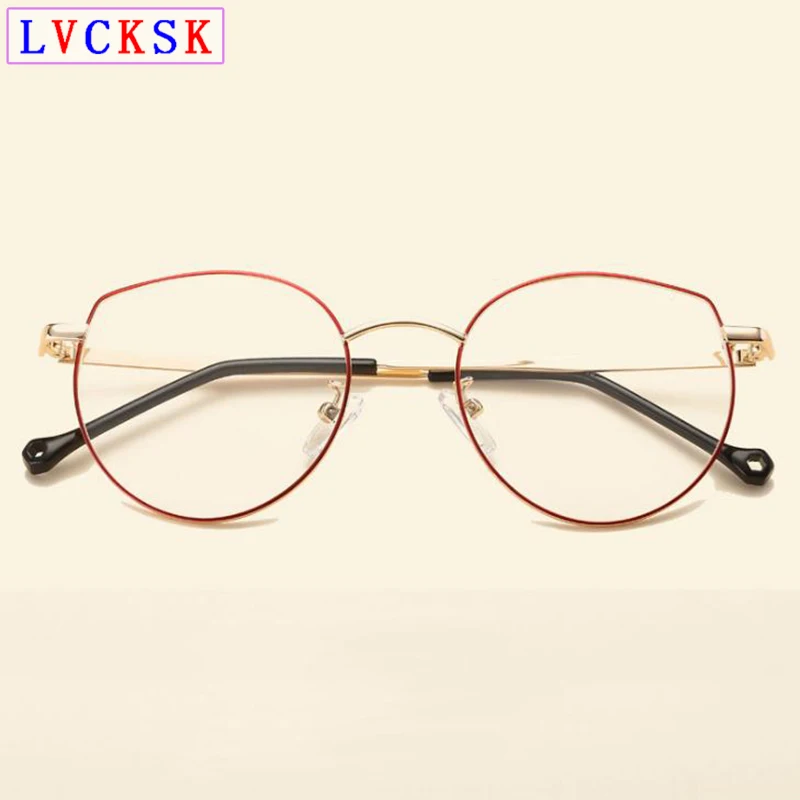 

Fashion Vintage Cat Ear Metal Transparent Glasses Frame degree eyeglasses Clear Glass Literary Fresh Optical Spectacles frame N5