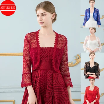 레이스 볼레로 여성 웨딩 액세서리 Mariage 신부 자켓 3/4 플레어 슬리브 Chaquetas De Mujer Para Shawl Novia Cape Elegant