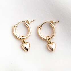 Gold Filled Heart Shape Earrings 15MM Gold Hoop Earrings Handmade Jewelry Brincos Minimalism Pendientes Earrings Oorbellen