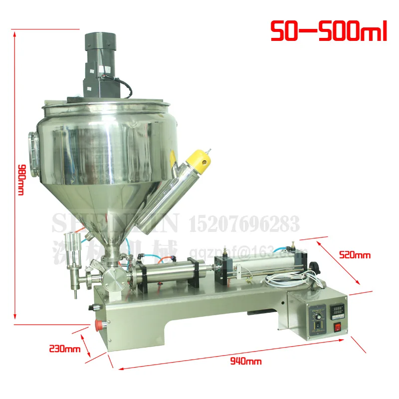 

Filling machine, pasta stuff packing filler, cream filling machine, 1000ml, SS304, stainless, 30L hopper, Heating and mixing