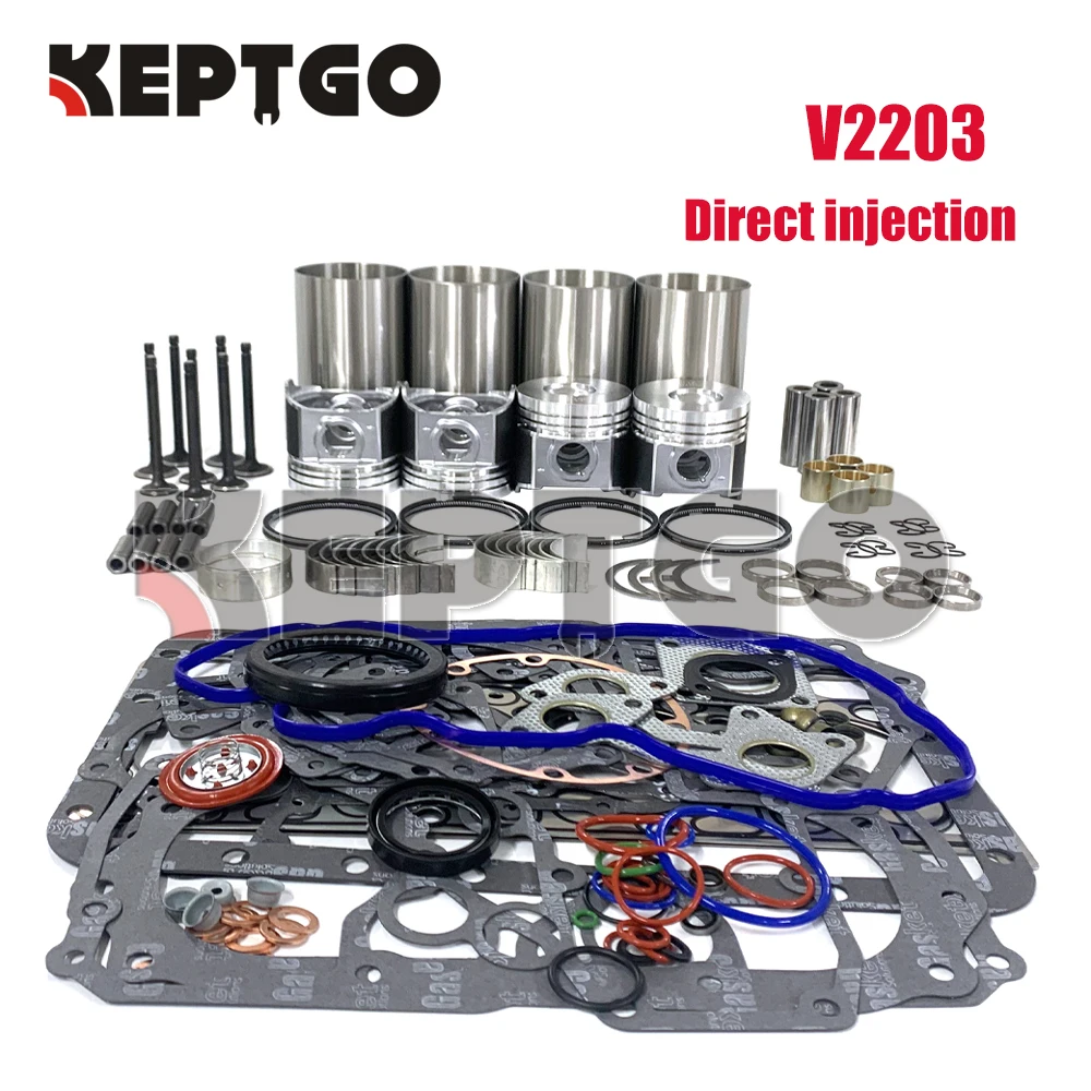 

New V2203 Direct injection Overhaul Rebuild kit + liner Cylinder for Kubota V2203 Thomas bobcat Scat Track