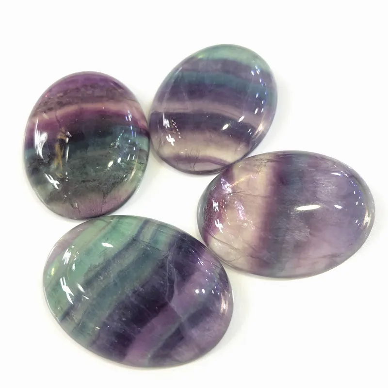 

Genuine Rainbow Fluorite Beads Natural Gemstone For Jewelry Making 30x40mm Oval Shape Cabochon Ring Earrings Face