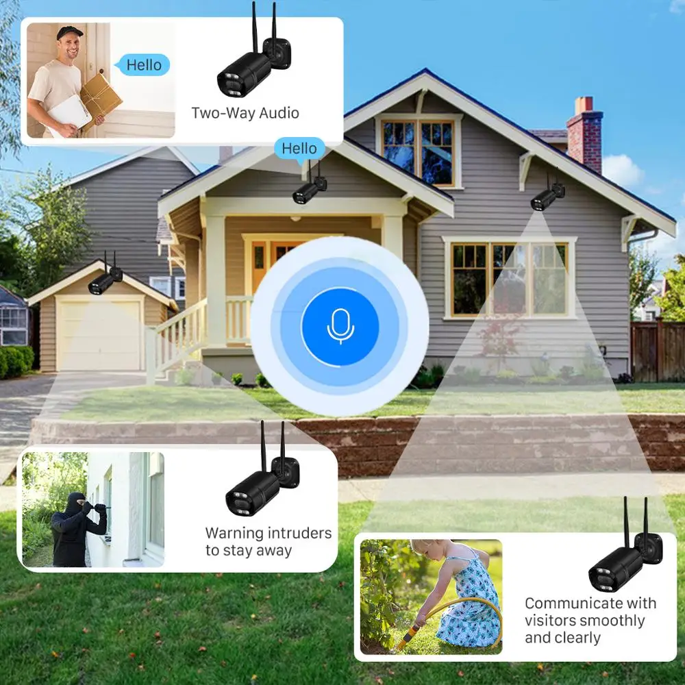 BESDER 5MP Wifi Camera IP Outdoor Ai Human Detect Audio 3MP 2MPHD IP Camera Color Infrared Night Vision Security CCTV Camera P2P