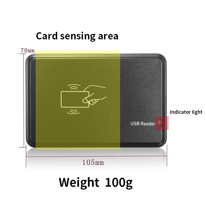 New ID RFID Reader 125KHz Portable USB Free Drive Only Reader Key Fobs ID EM4100 Tag Use With Mobile Phones