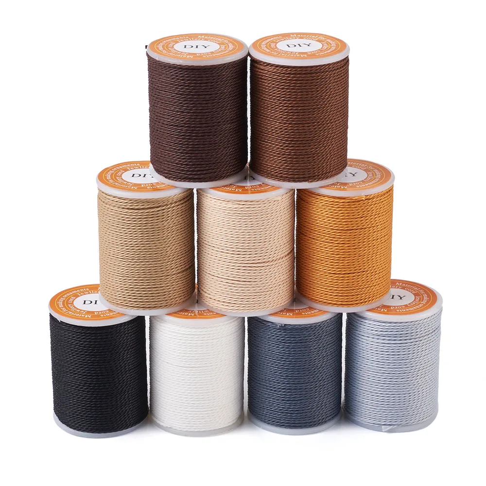 9 Rolls/Set 1mm Waxed Polyester Cord Twisted Cord Mixed Color about 11m/Roll for DIY Jewelry Making Bracelets Necklaces