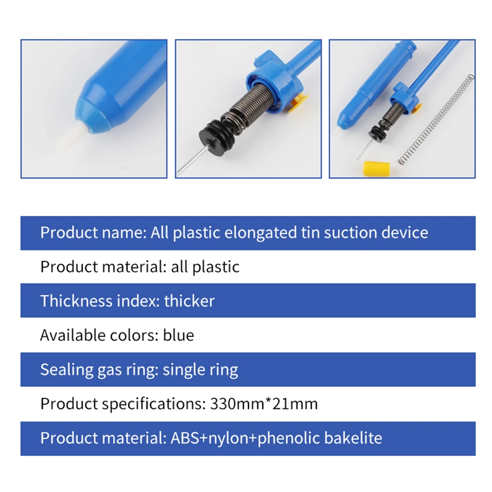 LUXIANZI Extended Desoldering Pump with Rebound Spring Plastic Desoldering Tin Pump Vacuum Tin Solder Removal Welding Tools