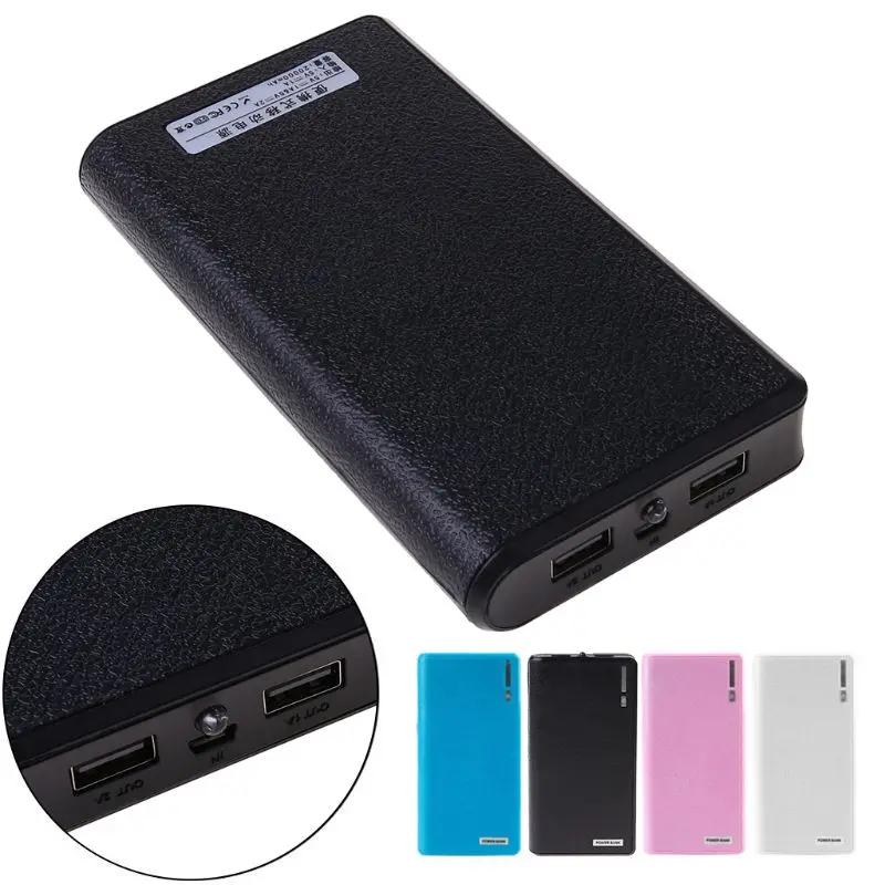 1Pc Dual USB 6x 18650 External Backup Battery Box Case For Phone