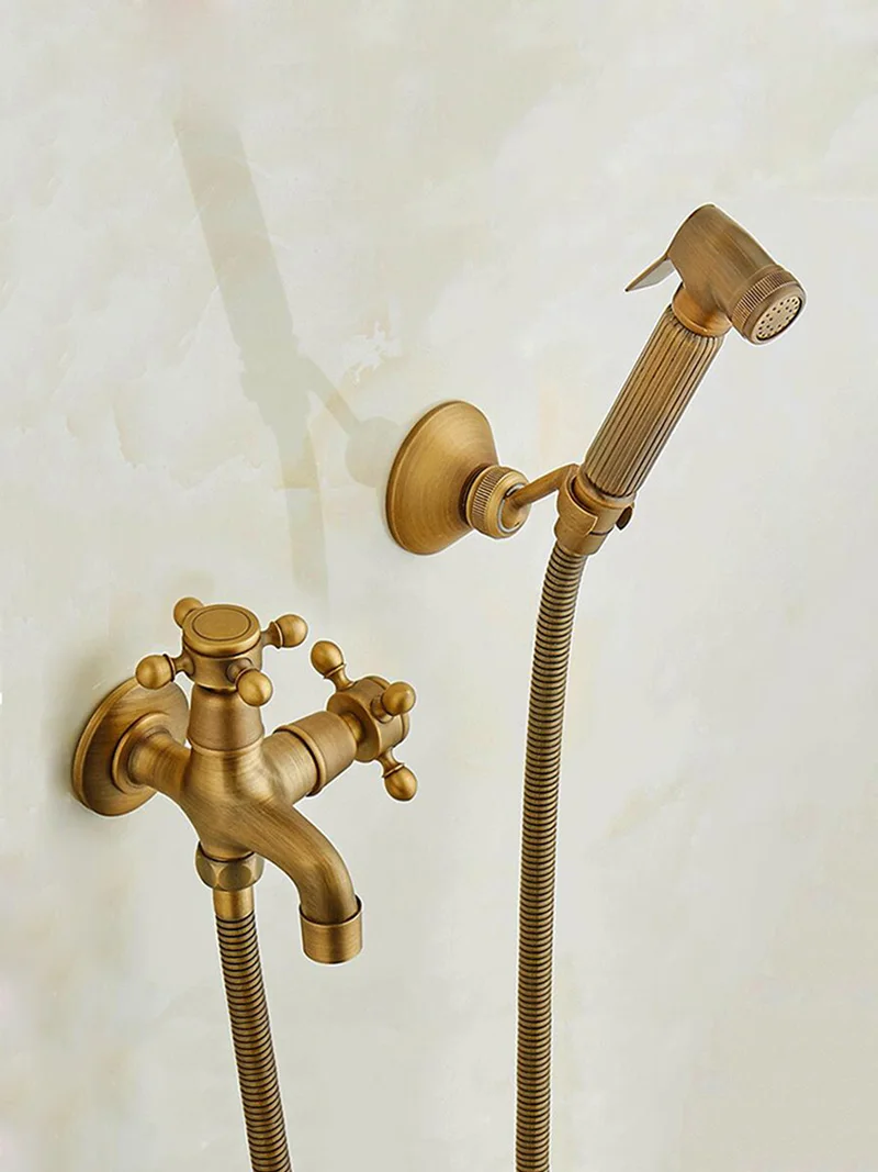 Wc Bidet Rubinetti In Ottone Antico Bagno Doccia Blow-fed Ugello della Pistola A Spruzzo Bidet Rubinetto di Acqua Fredda Singolo Rubinetti Vasca Da