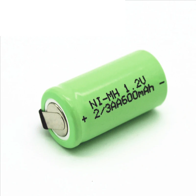 AJQQ NI-MH 2/3AA  600mAh Rechargeable Battery Green Strip Welding Pad for Shaver