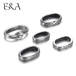 5Pieces Stainless Steel Oval Large Hole Spacer Beads 12x6mm Leather Cord Bracelet Slide Charms DIY Jewelry Making Accessories