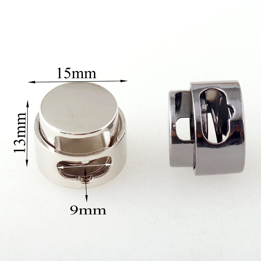 15mm Toggle cord stopper,Metal Cord Lock Adjuster,Cord Lock Stopper,Single Hole Round Toggle,End toggles for Rope Lock Buckle Pu