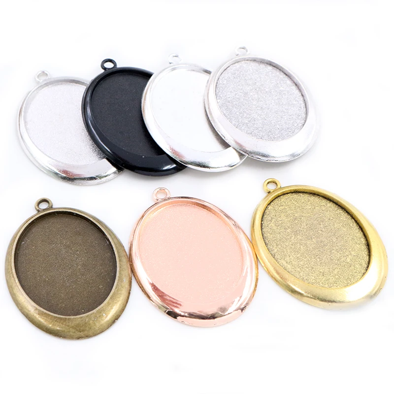 5pcs 30x40mm Inner Size 7 Colors Plated Smile model Cabochon Base Setting Charms Pendant