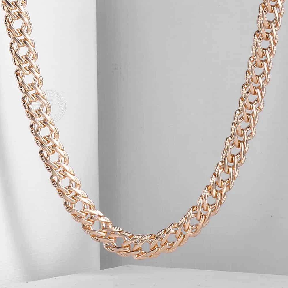 Fashion 7mm Womens Mens Necklace 585 Rose Gold Color Hammered Venitian Link Chain Necklace Jewelry 20inch 24inch DCN08