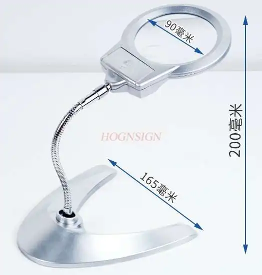 Desktop magnifying glass led with lamp reading electronic clearing maintenance free change of direction removable