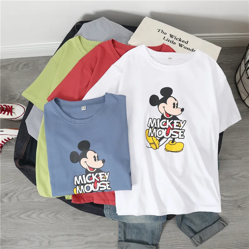 

Disney Mickey Mouse Cartoon Printing Short-Sleeved T-shirt Women Tshirt Short Sleeve Shirt Women Korean Clothes Harajuku Shirt