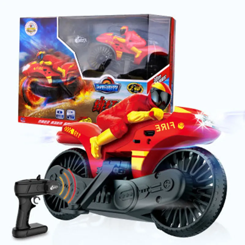 Electric 2.4Ghz RC Stunt Motorcycle Car With Flash Light Sound Music Racing Motorbike 360 Degree Drift RC Stunt Car toy Boy Gift