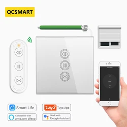 Tuya Smart Life-Interruptor de cortina WiFi, Color plateado para persianas eléctricas motorizadas con Control remoto, compatible con Google Home y Alexa