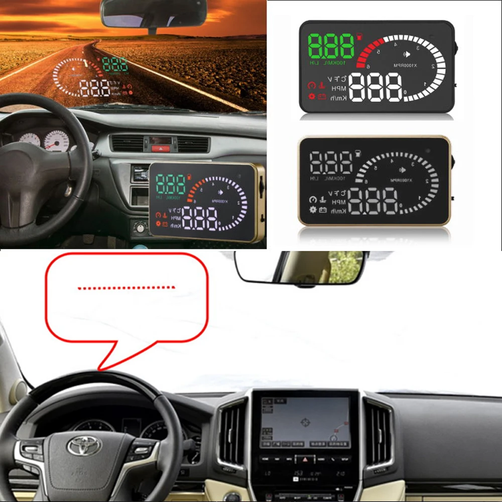 Car Head Up Display HUD For Toyota Land Cruiser 2010-2015 Accessories Safe Driving Screen OBD Speedometer Projector Windshield