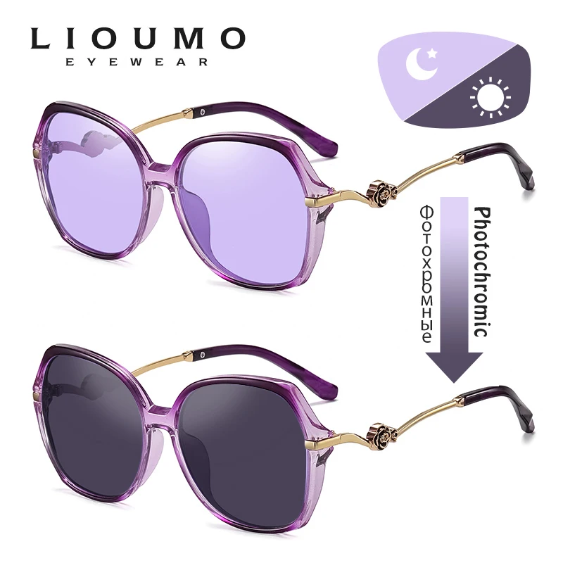 LIOUMO 2021 Fashion Sunglasses Women Polarized Photochromic Sun Glasses Luxury Ladies Goggle Chameleon UV400 lunette de soleil