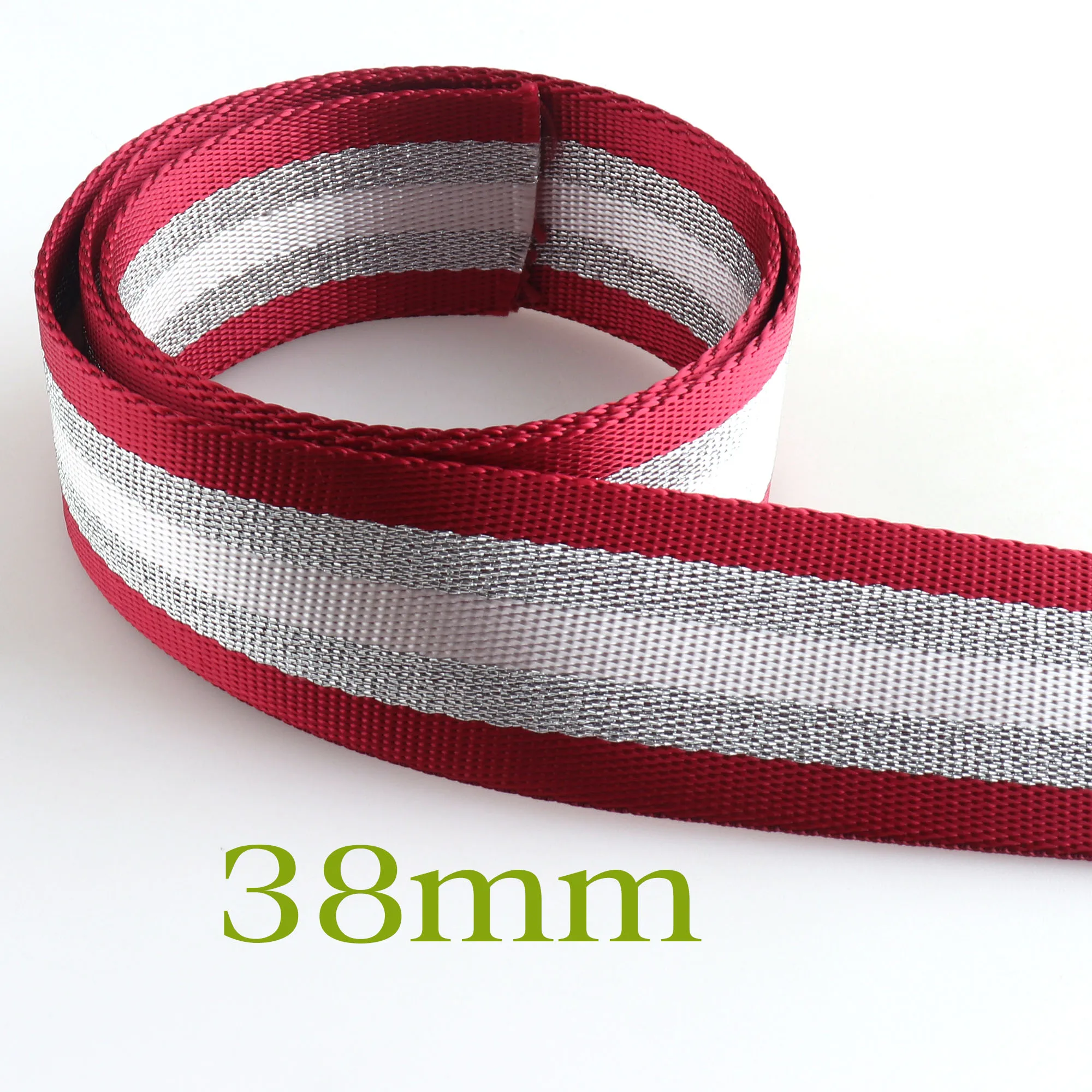 1 1/2 INCH 3 YARDS RED Striped Webbing Nylon Webbing Belt Keychain Polyester Ribbon Key Fob lanyard Webbing-38mm